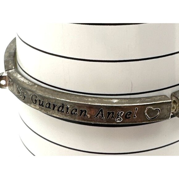 My Guardian Angel Bangle Bracelet Stretch Inspirational Messages Silver Tone - Picture 5 of 8